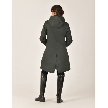 Blusão comprido impermeável feminino WeatherBeeta Verde meia-noite