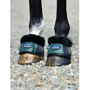 Sinos de borracha com lã Weatherbeeta Tough-Tec Prime Fleece Trim Preto / verde floresta