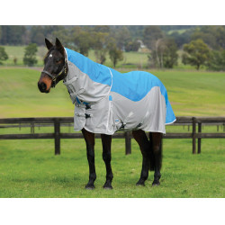 Capa anti-moscas e impermeável Weatherbeeta ComFiTec Dual Shield com pescoço destacável Azul / cinza
