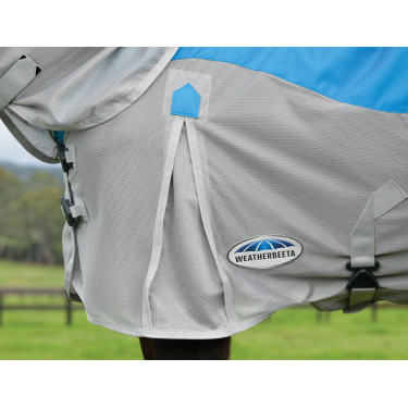 Capa anti-moscas e impermeável Weatherbeeta ComFiTec Dual Shield com pescoço destacável Azul / cinza Capa anti-moscas e impermeável Weatherbeeta ComFiTec Dual Shield com pescoço destacável Azul / cinza
