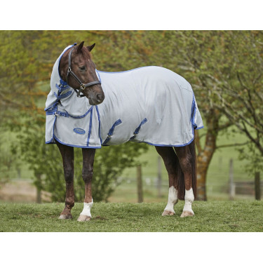 Capa anti-moscas Weatherbeeta ComFiTec Airflow II com pescoço destacável Cinza / azul / cinza Capa anti-moscas Weatherbeeta ComFiTec Airflow II com pescoço destacável Cinza / azul / cinza