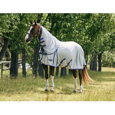 Capa anti-moscas Weatherbeeta ComFiTec Airflow II com pescoço destacável Cinza / azul / cinza Capa anti-moscas Weatherbeeta ComFiTec Airflow II com pescoço destacável Cinza / azul / cinza