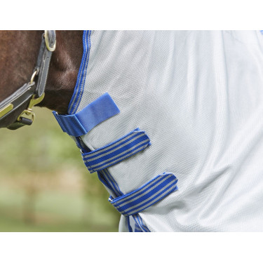 Capa anti-moscas Weatherbeeta ComFiTec Airflow II com pescoço destacável Cinza / azul / cinza Capa anti-moscas Weatherbeeta ComFiTec Airflow II com pescoço destacável Cinza / azul / cinza