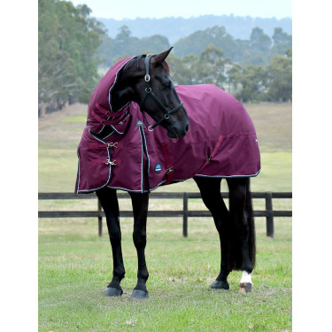Manta Weatherbeeta ComFiTec Essential Turnout 360g com pescoço integrado Borgonha / marinho Manta Weatherbeeta ComFiTec Essential Turnout 360g com pescoço integrado Borgonha / marinho