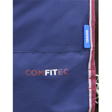 Manta Weatherbeeta ComFiTec Essential Turnout 360g com pescoço integrado Azul-marinho/bordô