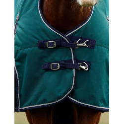 Cobertor Weatherbeeta ComFiTec Plus Dynamic Turnout 220g pescoço alto Verde floresta / azul-marinho