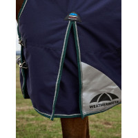 Cobertor Weatherbeeta ComFiTec Plus Dynamic Turnout 220g pescoço alto Verde floresta / azul-marinho