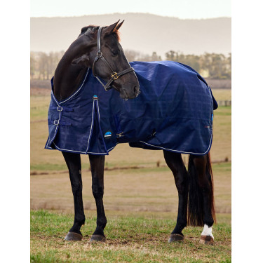 Manta Weatherbeeta ComFiTec Prelim Turnout 220 g Manta em relevo azul-marinho Manta Weatherbeeta ComFiTec Prelim Turnout 220 g Manta em relevo azul-marinho