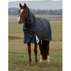 Manta Weatherbeeta ComFiTec Ultra Turnout 220g com pescoço destacável Carvão vegetal Cinzento
