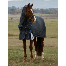 Manta Weatherbeeta ComFiTec Ultra Turnout 220g com pescoço destacável Carvão vegetal Cinzento