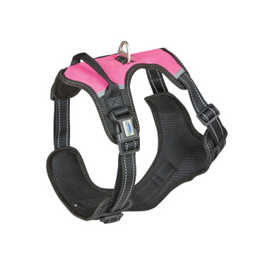 Arnês para cão Weatherbeeta anti-tração deslocamento Preto / rosa Arnês para cão Weatherbeeta anti-tração deslocamento Preto / rosa