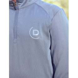 Camisola de equitação Dublin respirável de manga comprida para criança Nevoeiro azul Camisola de equitação Dublin respirável de manga comprida para criança Nevoeiro azul