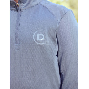 Camisola de equitação Dublin respirável de manga comprida para criança Nevoeiro azul Camisola de equitação Dublin respirável de manga comprida para criança Nevoeiro azul