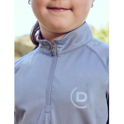 Camisola de equitação Dublin respirável de manga comprida para criança Nevoeiro azul Camisola de equitação Dublin respirável de manga comprida para criança Nevoeiro azul