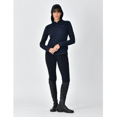 Camisola de manga comprida Weatherbeeta com capuz London Layer para mulher Mescla marinho escuro Camisola de manga comprida Weatherbeeta com capuz London Layer para mulher Mescla marinho escuro
