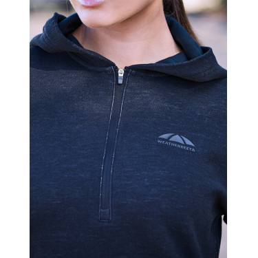 Camisola de manga comprida Weatherbeeta com capuz London Layer para mulher Mescla marinho escuro Camisola de manga comprida Weatherbeeta com capuz London Layer para mulher Mescla marinho escuro