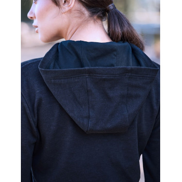 Camisola de manga comprida Weatherbeeta com capuz London Layer para mulher Mescla marinho escuro Camisola de manga comprida Weatherbeeta com capuz London Layer para mulher Mescla marinho escuro