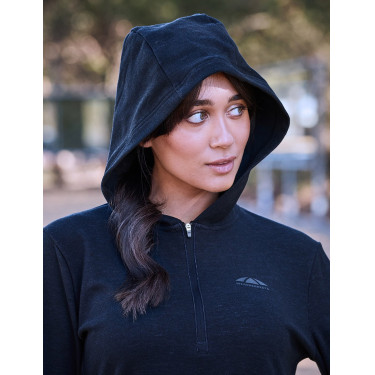 Camisola de manga comprida Weatherbeeta com capuz London Layer para mulher Mescla marinho escuro Camisola de manga comprida Weatherbeeta com capuz London Layer para mulher Mescla marinho escuro