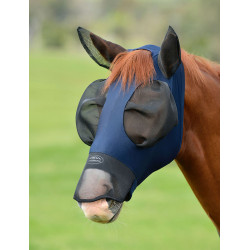 Máscara anti-moscas Weatherbeeta ComFiTec Luxe Bug Eye Saver com proteção para orelhas e nariz Marinho / preto Azul