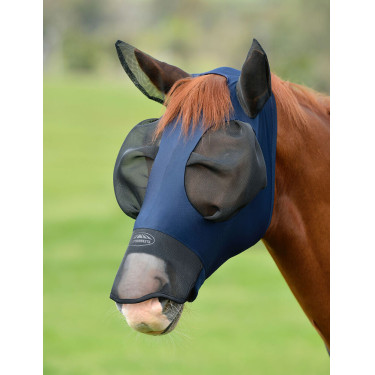 Máscara anti-moscas Weatherbeeta ComFiTec Luxe Bug Eye Saver com proteção para orelhas e nariz Marinho / preto Azul Máscara anti-moscas Weatherbeeta ComFiTec Luxe Bug Eye Saver com proteção para orelhas e nariz Marinho / preto Azul