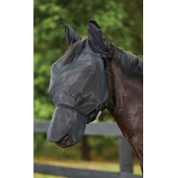 Máscara anti-moscas Weatherbeeta Deluxe com proteção para orelhas e nariz Preto