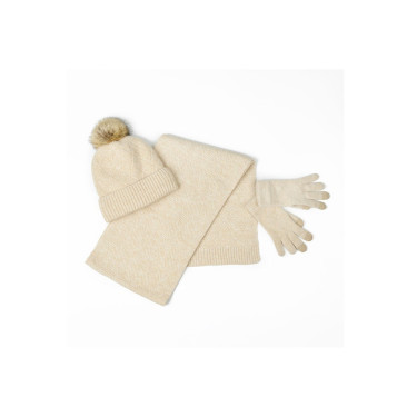 Conjunto cachecol e gorro Dublin Malha bege Conjunto cachecol e gorro Dublin Malha bege