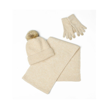 Conjunto cachecol e gorro Dublin Malha bege Conjunto cachecol e gorro Dublin Malha bege