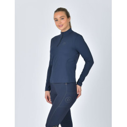 Polo de equitação Dublin de manga comprida justo e cardado para mulher Marinho Azul-marinho Polo de equitação Dublin de manga comprida justo e cardado para mulher Marinho Azul-marinho