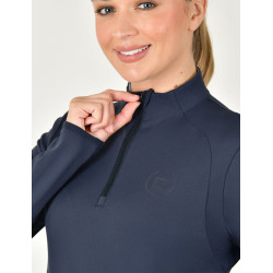 Polo de equitação Dublin de manga comprida justo e cardado para mulher Marinho Azul-marinho Polo de equitação Dublin de manga comprida justo e cardado para mulher Marinho Azul-marinho