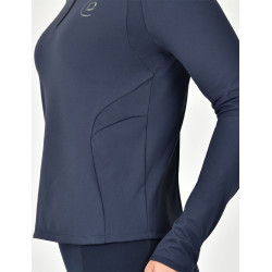 Polo de equitação Dublin de manga comprida justo e cardado para mulher Marinho Azul-marinho Polo de equitação Dublin de manga comprida justo e cardado para mulher Marinho Azul-marinho
