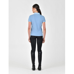 Polo de manga curta Dublin em algodão piqué para mulher Nevoeiro azul