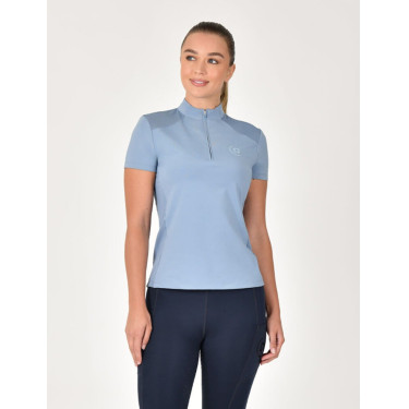 Polo de manga curta Dublin respirável com fecho de correr 1/4 para mulher Nevoeiro azul Polo de manga curta Dublin respirável com fecho de correr 1/4 para mulher Nevoeiro azul
