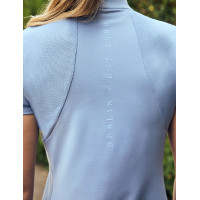 Polo de manga curta Dublin respirável com fecho de correr 1/4 para mulher Nevoeiro azul