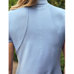 Polo de manga curta Dublin respirável com fecho de correr 1/4 para mulher Nevoeiro azul