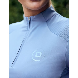 Polo de manga curta Dublin respirável com fecho de correr 1/4 para mulher Nevoeiro azul