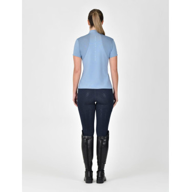 Polo de manga curta Dublin respirável com fecho de correr 1/4 para mulher Nevoeiro azul Polo de manga curta Dublin respirável com fecho de correr 1/4 para mulher Nevoeiro azul
