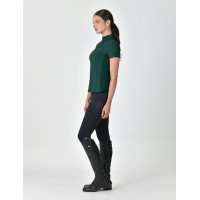 Polo de manga curta Dublin respirável com fecho de correr 1/4 para mulher Verde esmeralda escuro