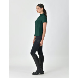 Polo de manga curta Dublin respirável com fecho de correr 1/4 para mulher Verde esmeralda escuro