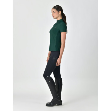 Polo de manga curta Dublin respirável com fecho de correr 1/4 para mulher Verde esmeralda escuro