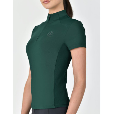 Polo de manga curta Dublin respirável com fecho de correr 1/4 para mulher Verde esmeralda escuro