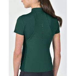 Polo de manga curta Dublin respirável com fecho de correr 1/4 para mulher Verde esmeralda escuro