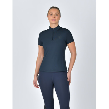 Polo de manga curta Dublin respirável com fecho de correr 1/4 para mulher Marinho Azul-marinho