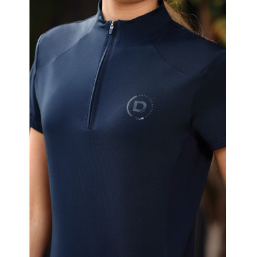 Polo de manga curta Dublin respirável com fecho de correr 1/4 para mulher Marinho Azul-marinho