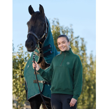Camisola polar Dublin 1/4 zip para mulher Verde esmeralda escuro Camisola polar Dublin 1/4 zip para mulher Verde esmeralda escuro