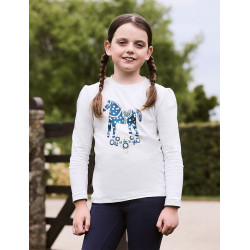 T-shirt de manga comprida com mangas bufantes Dublin Poppy para criança Malhado branco / pônei nórdico