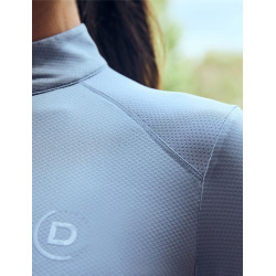 Top de equitação feminino de mangas compridas Dublin respirável Nevoeiro azul Top de equitação feminino de mangas compridas Dublin respirável Nevoeiro azul