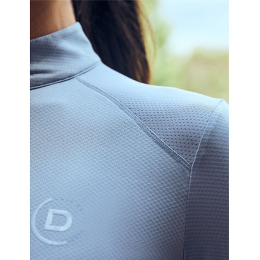 Top de equitação feminino de mangas compridas Dublin respirável Nevoeiro azul Top de equitação feminino de mangas compridas Dublin respirável Nevoeiro azul