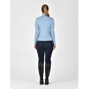 Top de equitação feminino de mangas compridas Dublin respirável Nevoeiro azul Top de equitação feminino de mangas compridas Dublin respirável Nevoeiro azul