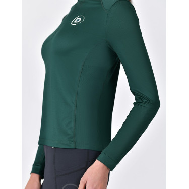 Top de equitação feminino de mangas compridas Dublin respirável Verde esmeralda escuro