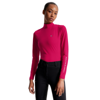 Camisola térmica Tommy Hilfiger Equestrian de manga comprida com gola para mulher Cereja Camisola térmica Tommy Hilfiger Equestrian de manga comprida com gola para mulher Cereja